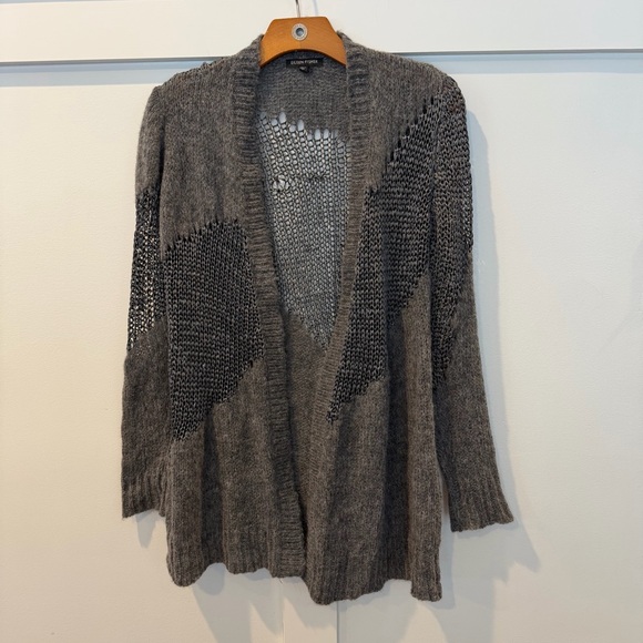 Eileen Fisher Sweaters - Eileen Fisher Sweater Gray Open Front Weave Wool Blend Cardigan Long‎ Line XS